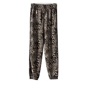Boston Proper Joggers Sz S Leopard Print Side Stripe Elastic Waist Athleisure